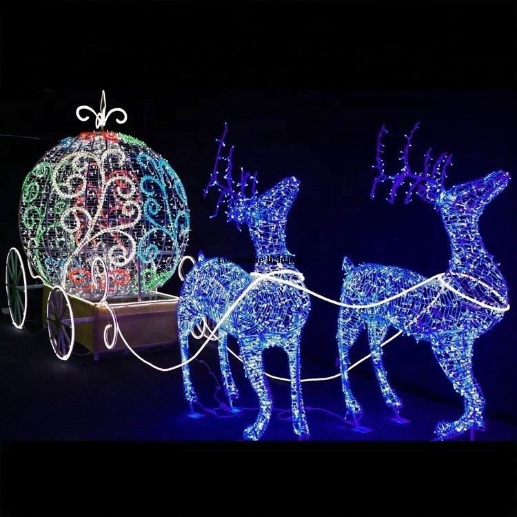 Christmas Horse Carriage Decorations Lighted Reindeer Christmas Decoration