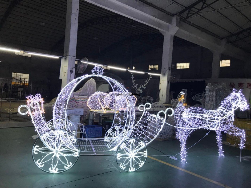 China Factory Led Christmas Large Horse Carriage For Outdoor Decoration Light For sale