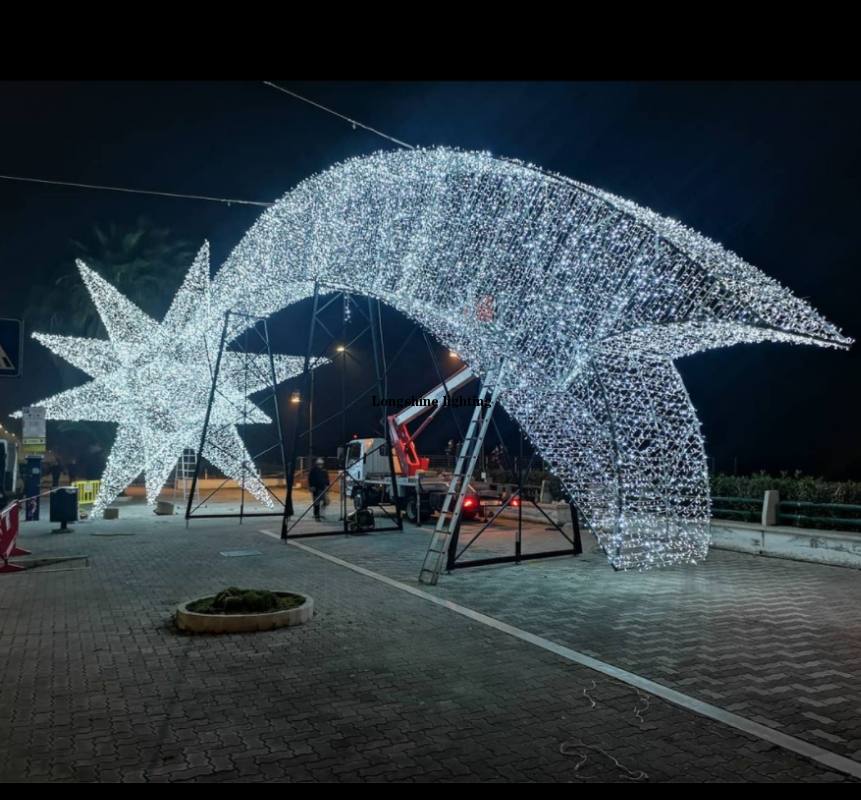Factory Supply 3D outdoor street decoration warm white long lifespan star motif lights