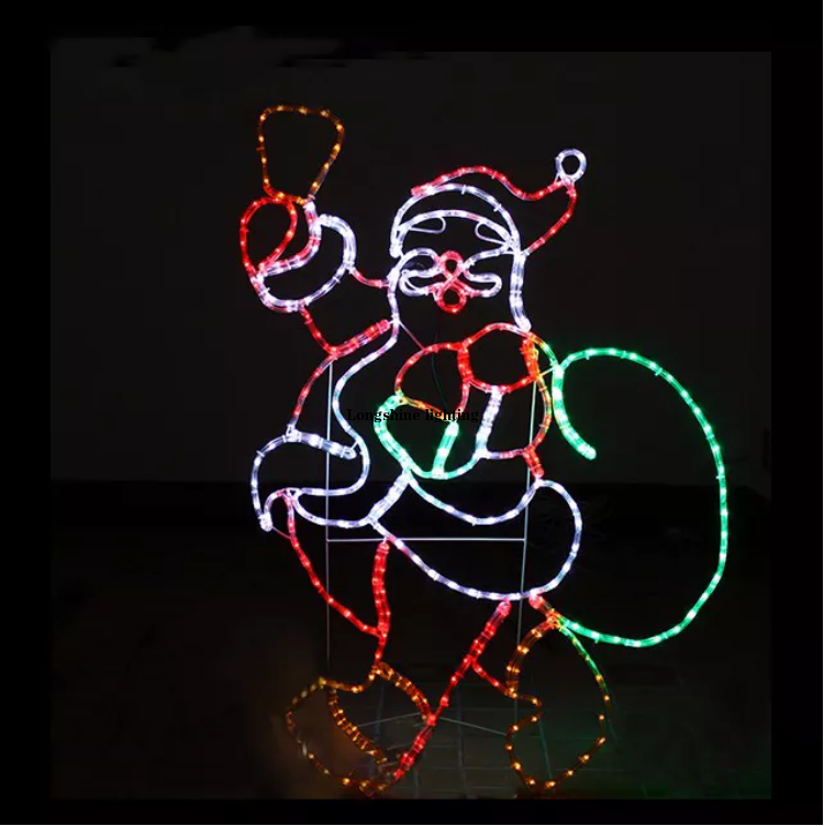 Wholesale LED 2d light animated santa large outdoor christmas decorations for display Motif Light