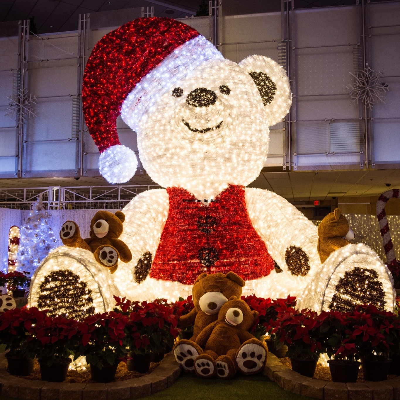 Giant bear shape Metal frame Christmas light motif Plaza Hotel Street Mall decoration 3D motif light