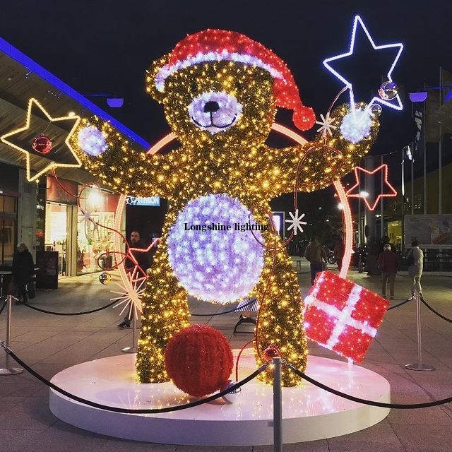 Christmas LED Motif Light 3D Large Teddy Bear Light for Outdoor Decoration
