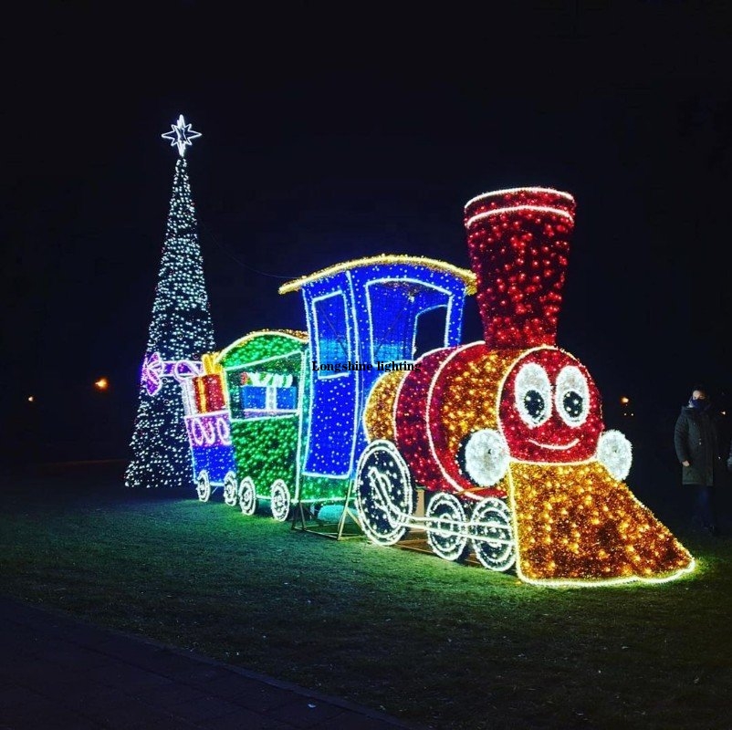 Awesome santa train yard decoration led christmas lights