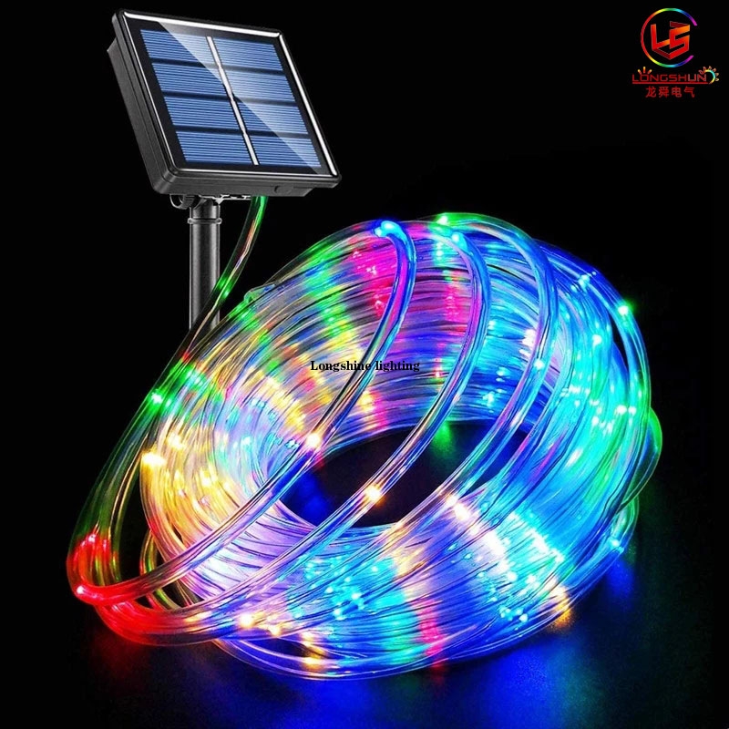 7M 12M Outdoor Solar Rope String Lights 8 Modes LED Copper Wire Fairy Light Waterproof Tube Lamp For Garden Wedding Patio Decor