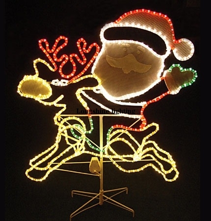 Wholesale LED 2d light animated santa large outdoor christmas decorations for display Motif Light